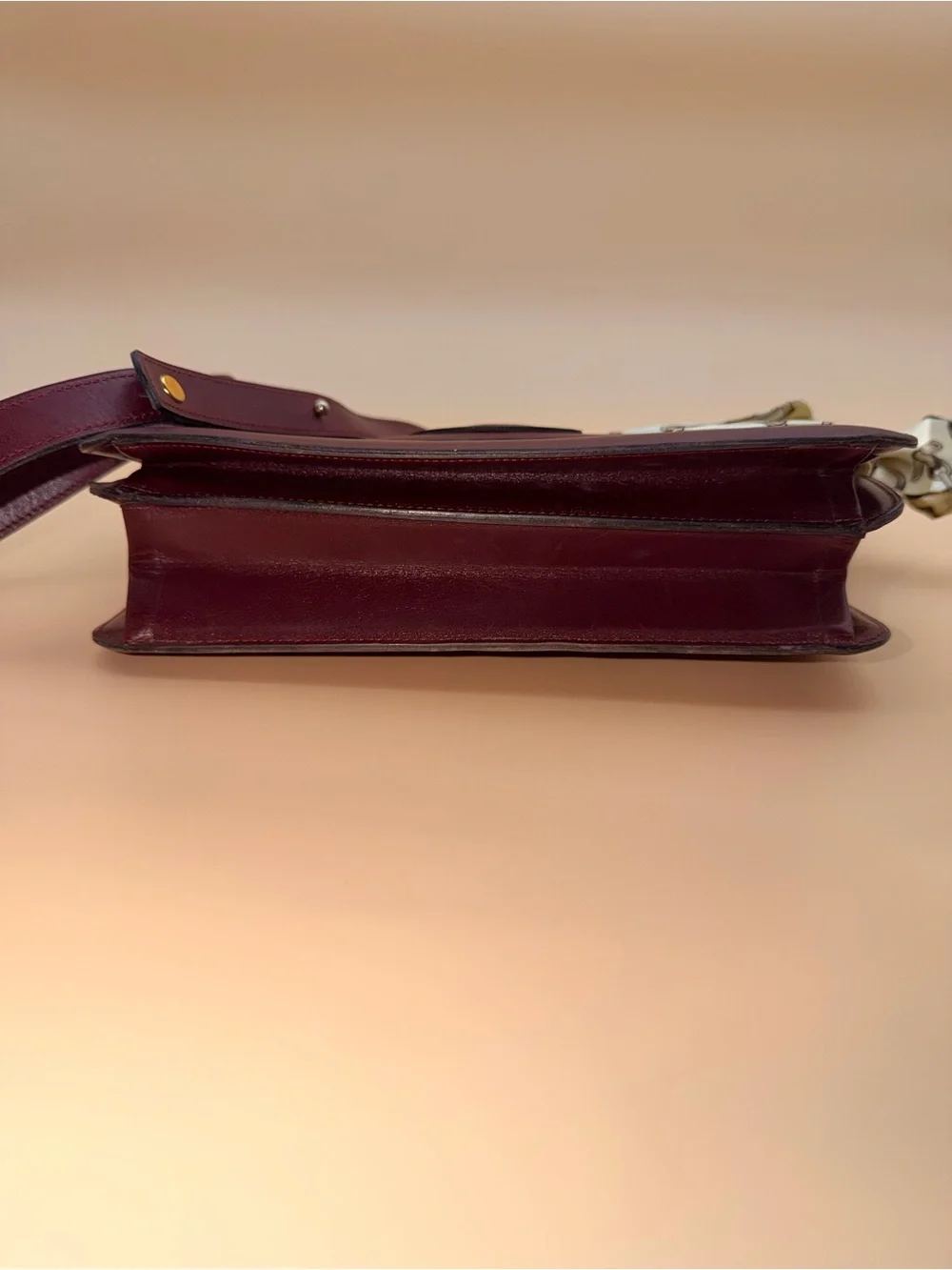 Vintage Christian Dior Burgundy Leather Medallion Flap Shoulder Bag France 🇫🇷